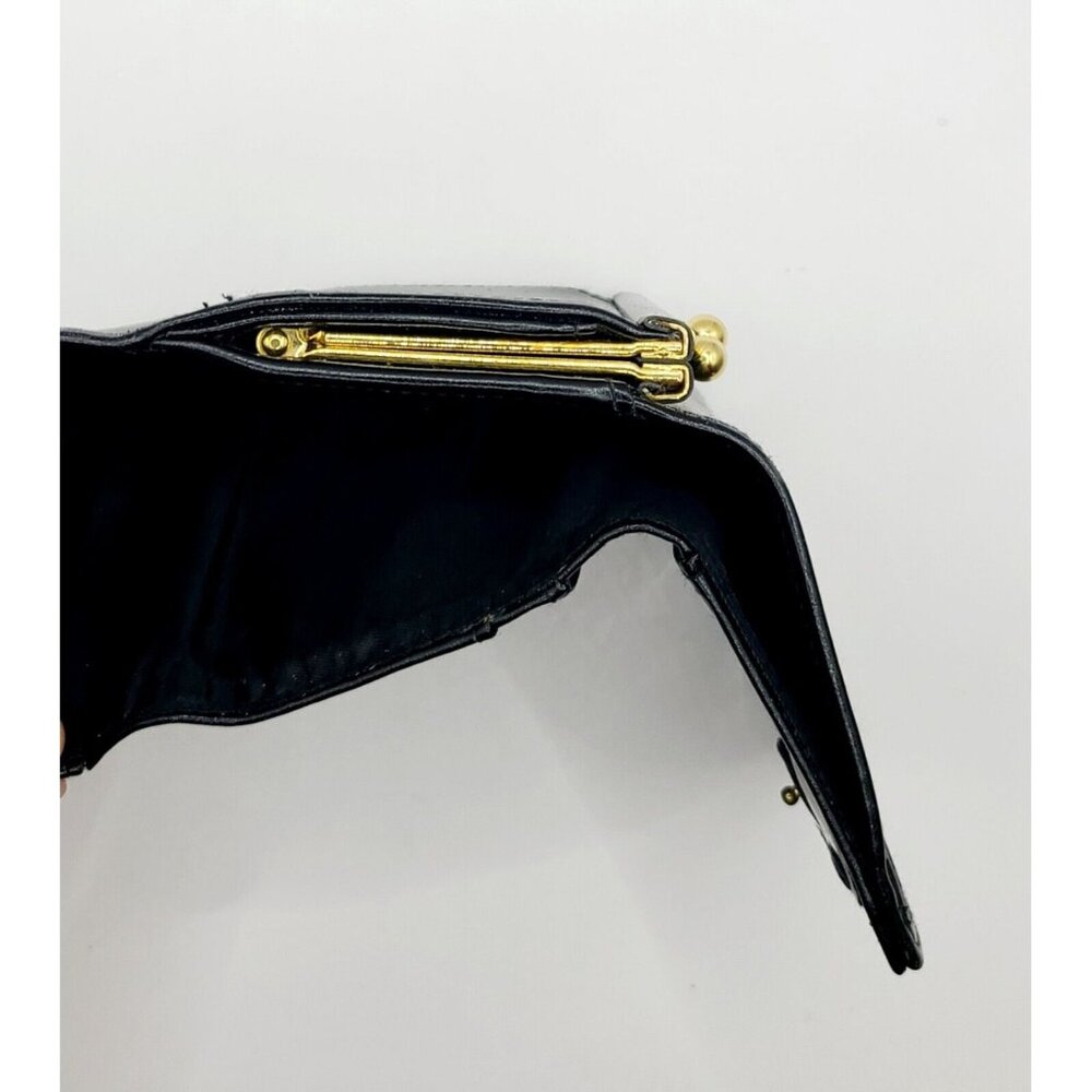 Liz Claiborne Wallet Black Women's Small Fold Out Faux Leather Kiss Lock - Picture 4 of 10